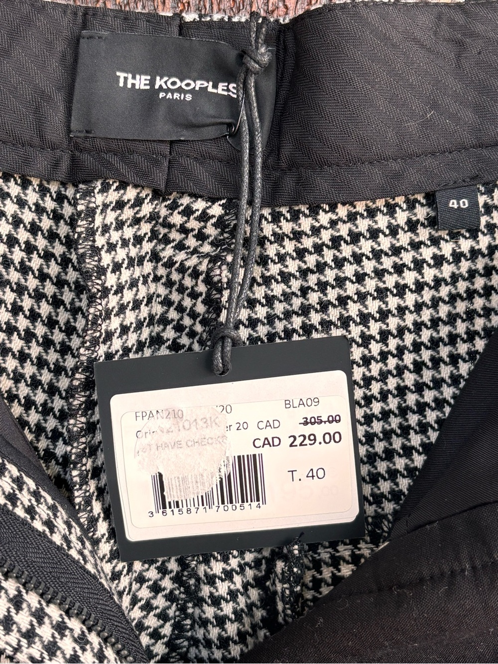 THE KOOPLES French Luxury Paris Houndstooth Chain Detail Trousers — NWT - Picture 13 of 16